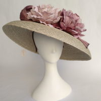 Sombrero paja natural gris flores rosas CELIA 0