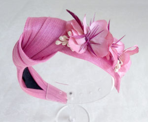 Diadema seda rosa con flores NILO 2