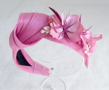 Diadema seda rosa con flores NILO