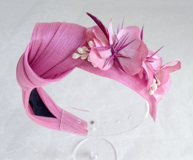 Diadema seda rosa con flores NILO 2