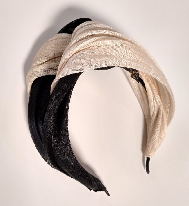 Diadema turbante negro beige SAHARA